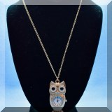 J08. Owl watch necklace. Not running. Chain is longer than 24” - $8 